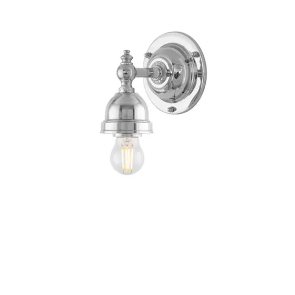 Karlskrona Lampfabrik Adelborg Vägglampa m. dragbrytare, förnicklad mässing/benvit