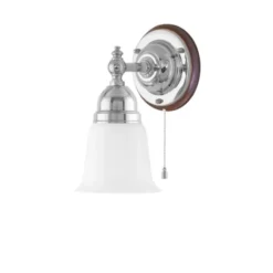 Karlskrona Lampfabrik Adelborg Vägglampa m. dragbrytare, förnicklad mässing/brun