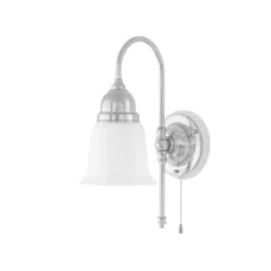 Karlskrona Lampfabrik Ahlström vägglampa nickel/vit