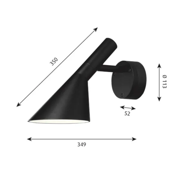 Louis Poulsen AJ 50 LED vägglampa, svartstruktur