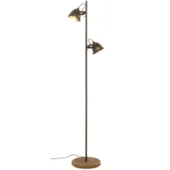 Aneta ALASKA golvlampa 2:a, järngrå/trä