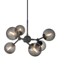 Halo Design Atom Takkrona Svart/Rökfärgat glas Ø45cm