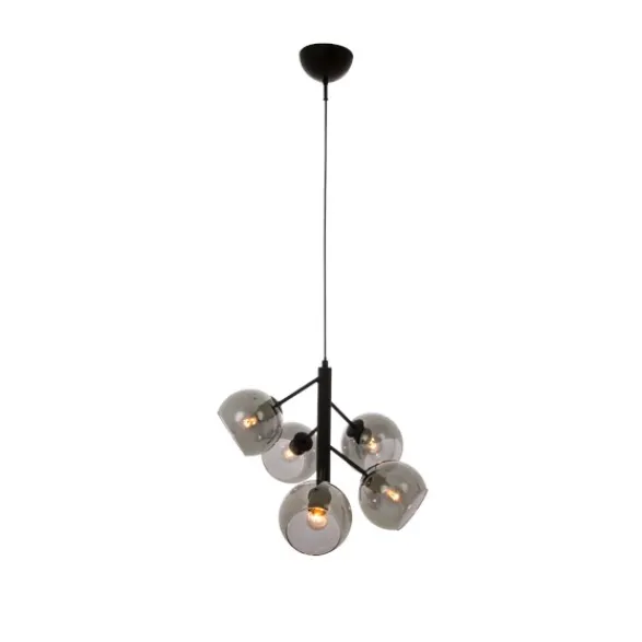 Aneta Atom taklampa, svart/rökfärgad 48cm