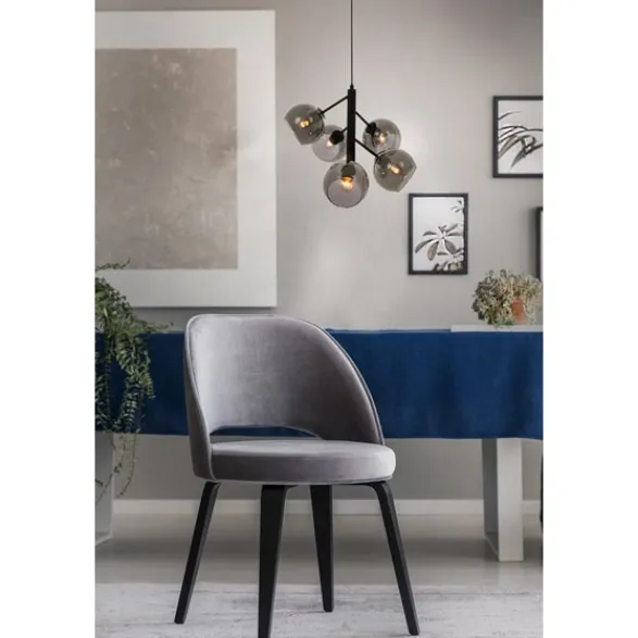Aneta Atom taklampa, svart/rökfärgad 48cm