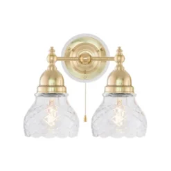 Karlskrona Lampfabrik Bergman Vägglampa m. dragbrytare, polerad mässing/benvit