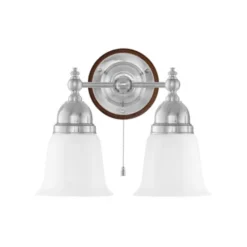 Karlskrona Lampfabrik Bergman Vägglampa m. dragbrytare, förnicklad mässing/brun