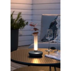 Konstsmide Biarritz bordslampa, grå/frostad vas