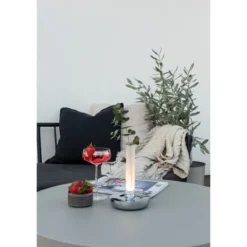 Konstsmide Biarritz bordslampa, silver/frostad vas