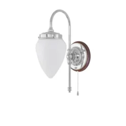 Karlskrona Lampfabrik Blomberg Vägglampa m. dragbrytare, förnicklad mässing/brun