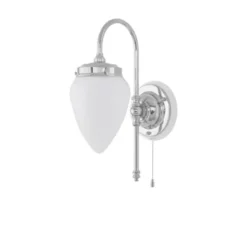 Karlskrona Lampfabrik Blomberg Vägglampa m. dragbrytare, förnicklad mässing/benvit