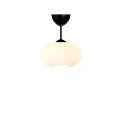 Belid Bullo plafond m.stång, mattsvart/opalglas 27cm
