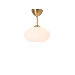 Belid Bullo plafond m.stång, mässing/opalglas 27cm