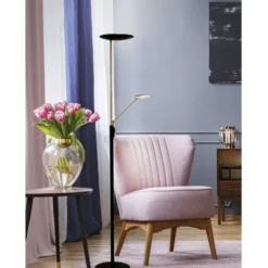 Aneta Cadiz uplight, svart/mässing 186cm