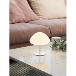Halo Design Candy Mini Mush bordslampa, glashuvud, metallfot vit