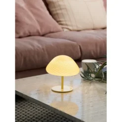 Halo Design Candy Mini Mush bordslampa, glashuvud, metallfot Creme