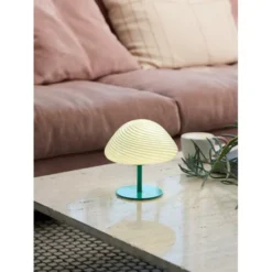 Barn Halo Design Candy Mini Mush bordslampa, glashuvud, metallfot Turkos