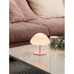 Barn Halo Design Candy Mini Mush bordslampa, glashuvud, metallfot Rose