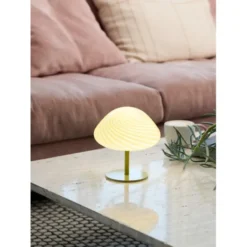 Halo Design Candy Mini Mush bordslampa, glashuvud, metallfot Oliv