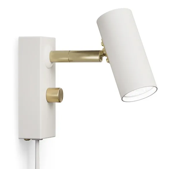 Belid Cato vägglampa flatvit / mässing single