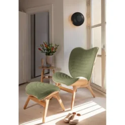 Umage Clava Up vägglampa, svart ek Ø49