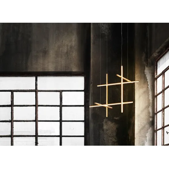 FLOS Coordinates S3 taklampa, anodiserad champagne