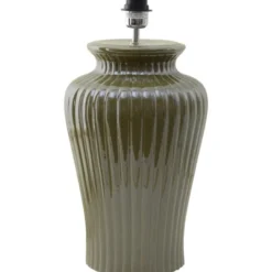 Hallbergs Belysning Dahlia Lampfot Glossy Oliv Green 26cm