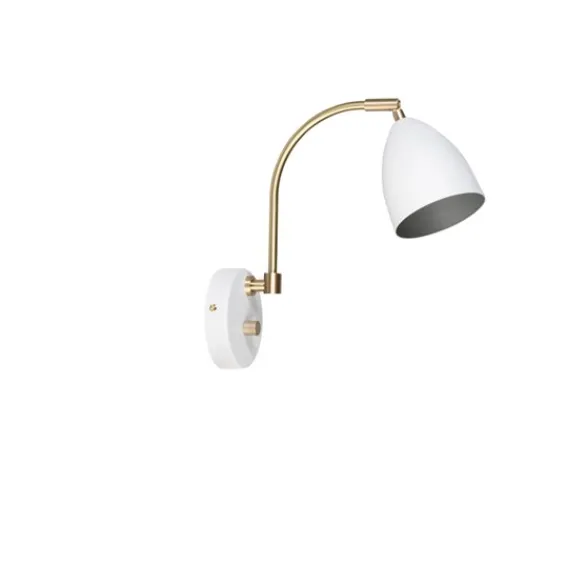 Belid Deluxe vägglampa LED, mattvit/mässing 22cm