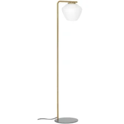 Konsthantverk DK golvlampa, råmässing/opal 130cm
