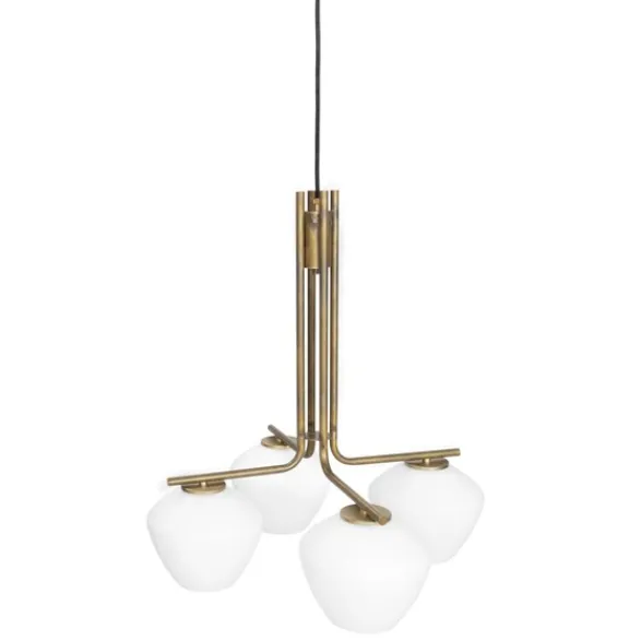 Konsthantverk DK 4 taklampa, råmässing/opal 55cm