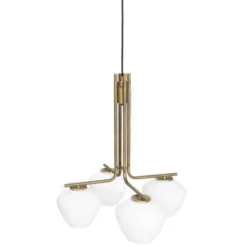 Konsthantverk DK 4 taklampa, råmässing/opal 55cm