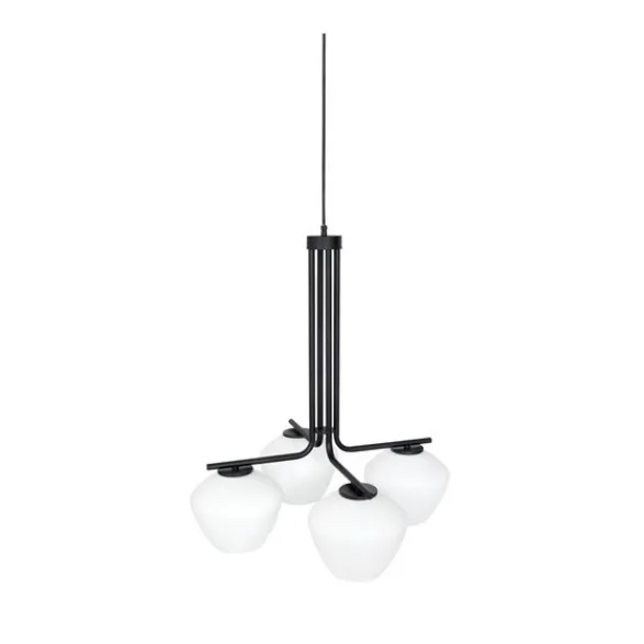 Konsthantverk DK 4 taklampa, svart/opal 55cm