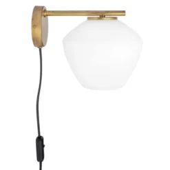 Konsthantverk DK 1 vägglampa, råmässing/opal 18cm
