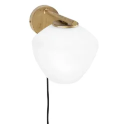 Konsthantverk DK 1 vägglampa, råmässing/opal 18cm