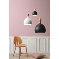 Halo Design Dueodde pendel vit metall/trä Ø30cm