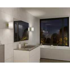 Herstal Evoke vägglampa L satin brass/opal E14