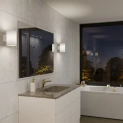 Herstal Evoke vägglampa L vit/opal E14