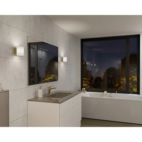 Herstal Evoke vägglampa S satin brass/opal G9