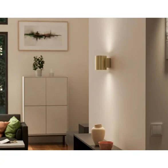 Herstal Evoke vägglampa S satin brass/sat brass G9