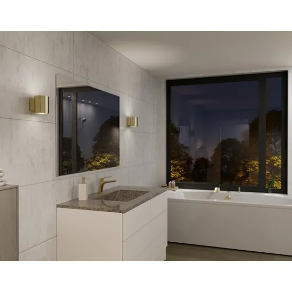 Herstal Evoke vägglampa S satin brass/sat brass G9
