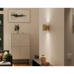 Herstal Evoke vägglampa S satin brass/sat brass G9