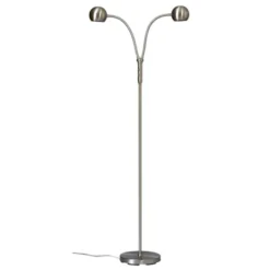Armaturhantverk Fladen golvlampa tvåarmad, nickel
