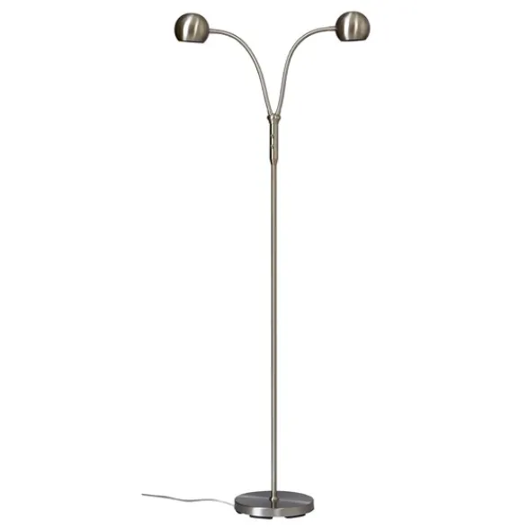 Armaturhantverk Fladen golvlampa tvåarmad, nickel
