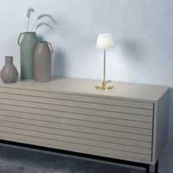 Herstal Gil il Grande bordslampa satin mäss opal