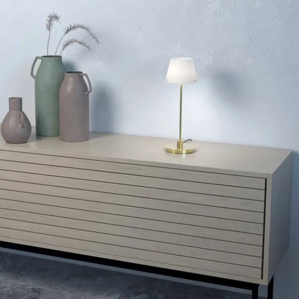 Herstal Gil il Grande bordslampa satin mäss opal