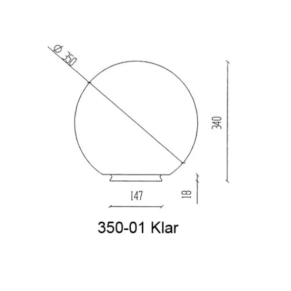 Westal Glasglob blåsig, klar 350mm