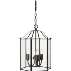 Konsthantverk Glimminge taklampa, mattsvart/klarglas 58cm