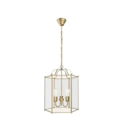 Konsthantverk Glimminge taklampa, mässing/klarglas 58cm
