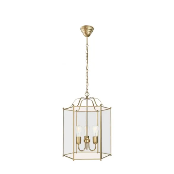 Konsthantverk Glimminge taklampa, mässing/klarglas 58cm