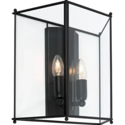 Konsthantverk Glimminge vägglampa, mattsvart/klarglas 32,5cm
