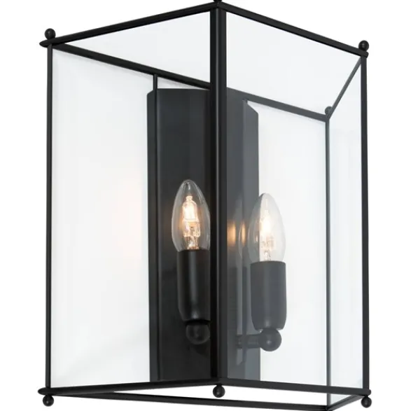Konsthantverk Glimminge vägglampa, mattsvart/klarglas 32,5cm